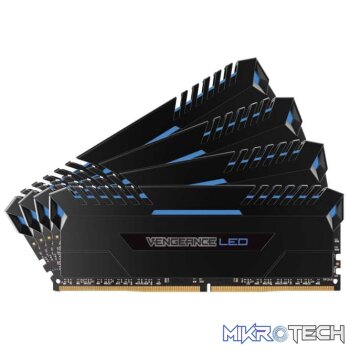 Corsair VENGEANCE LED 32GB (4 x 8GB) DDR4 DRAM 3000MHz CL15 1.35V CMU32GX4M4C3000C15B Memory Kit with Blue LEDs  Black